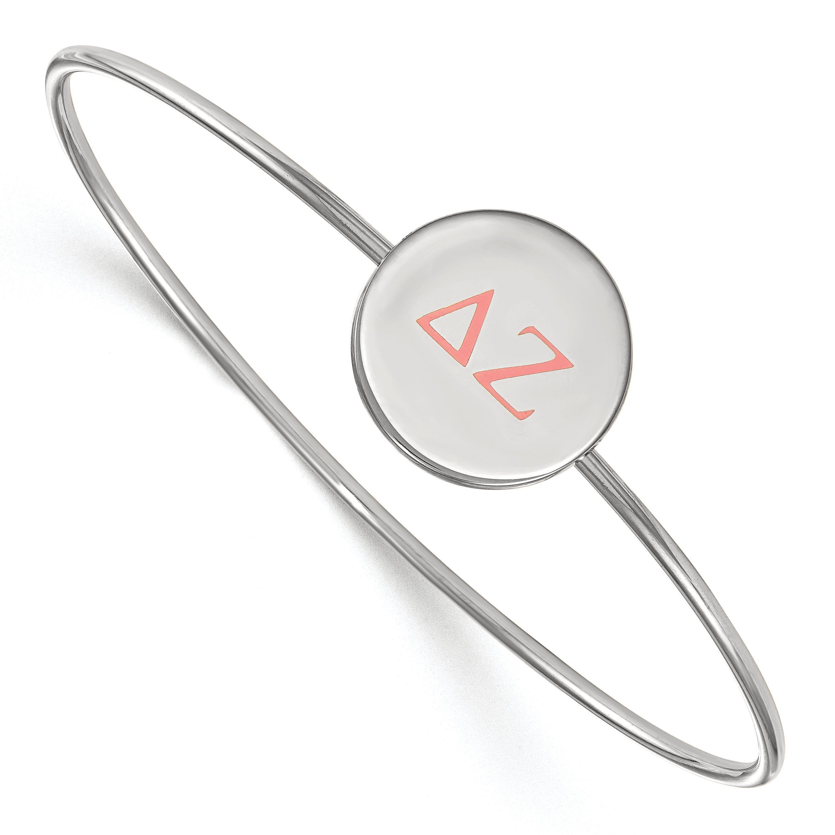 Sterling Silver Rh Plated Logoart Delta Zeta Enameled Slip On Bangle
