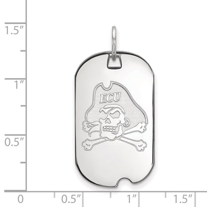 14K White Gold Logoart East Carolina University Pirate Small Dog Tag Pendant