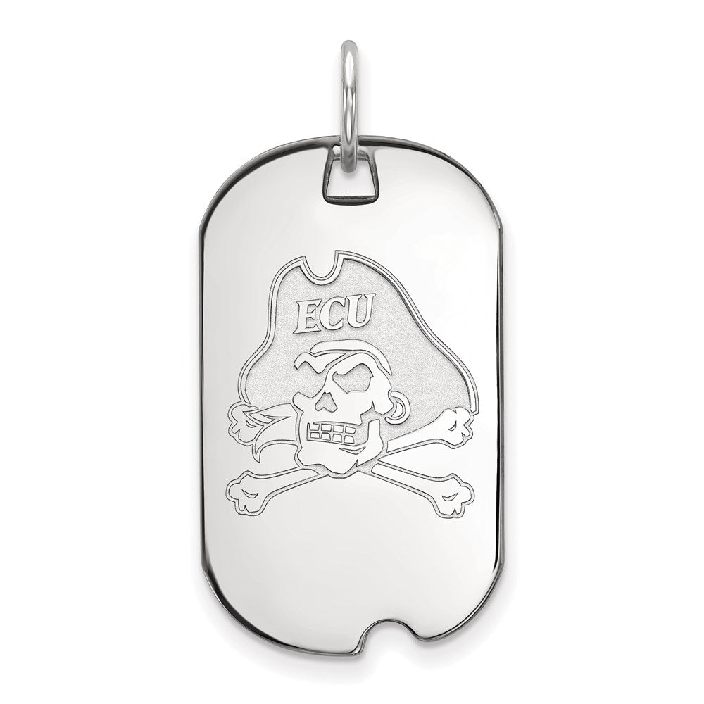 10K White Gold Logoart East Carolina University Pirate Small Dog Tag Pendant