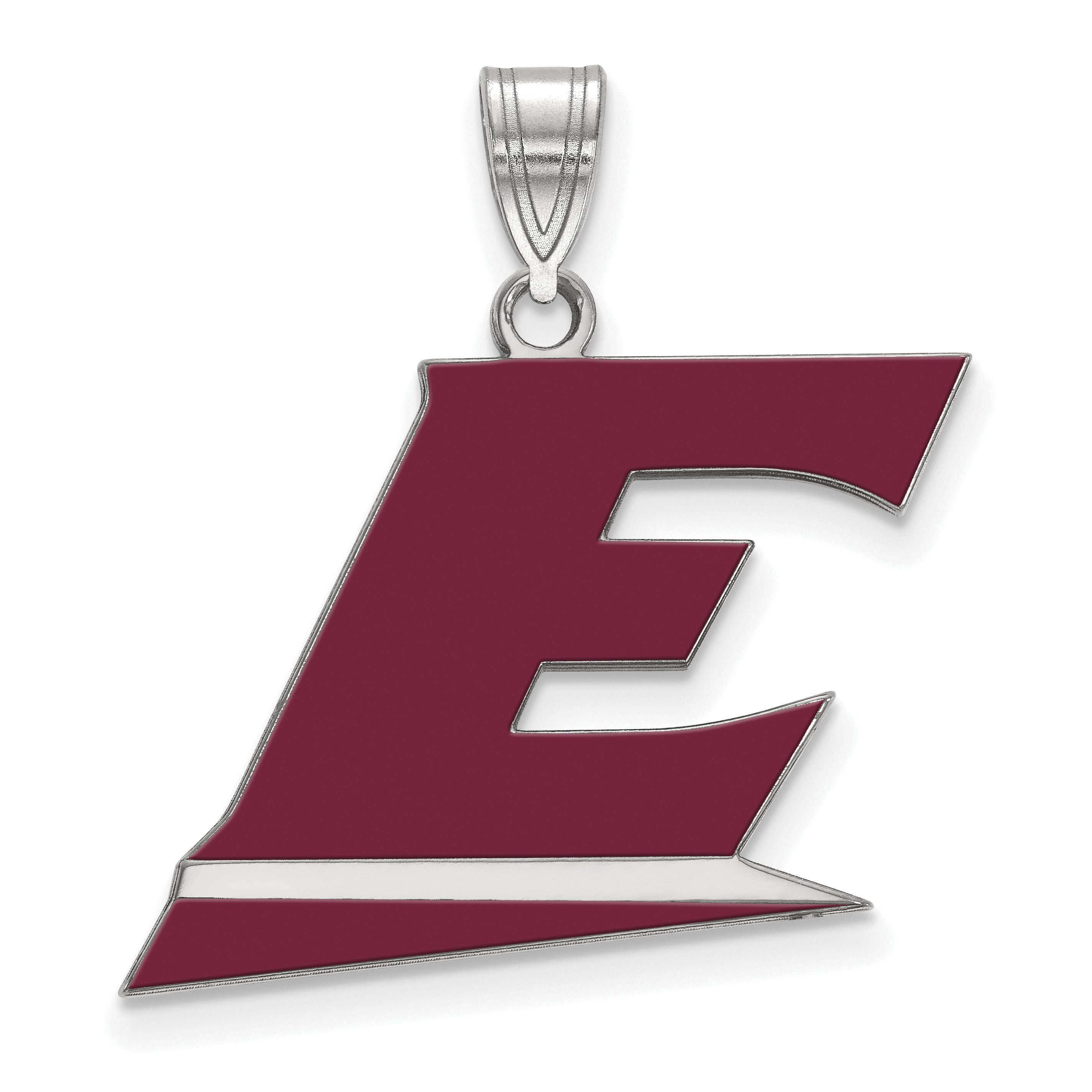 Sterling Silver Rhodium Plated Logoart Eastern Kentucky University Letter E Large Enameled Pendant
