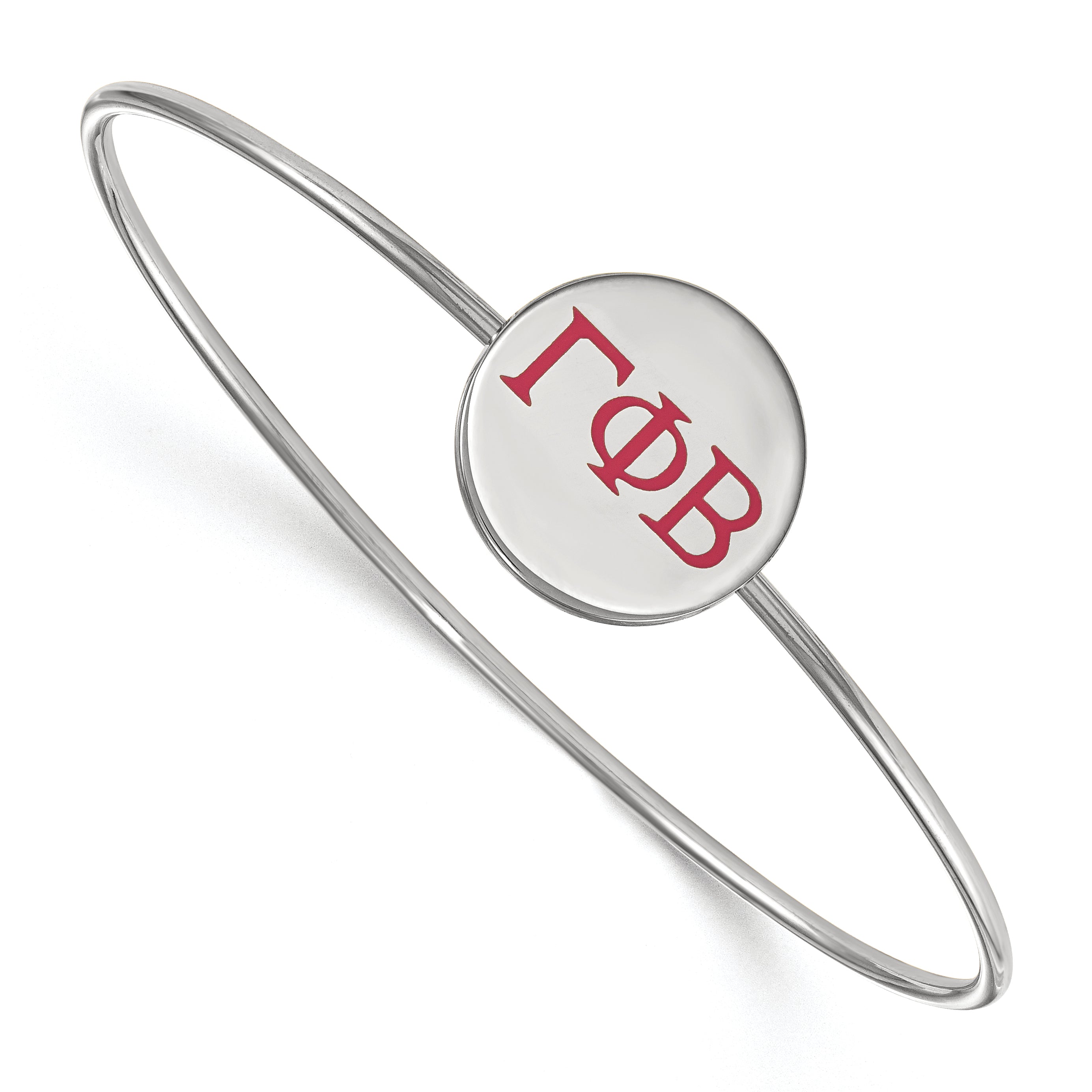 Sterling Silver Rh Plated Logoart Gamma Phi Beta Enameled Slip On Bangle