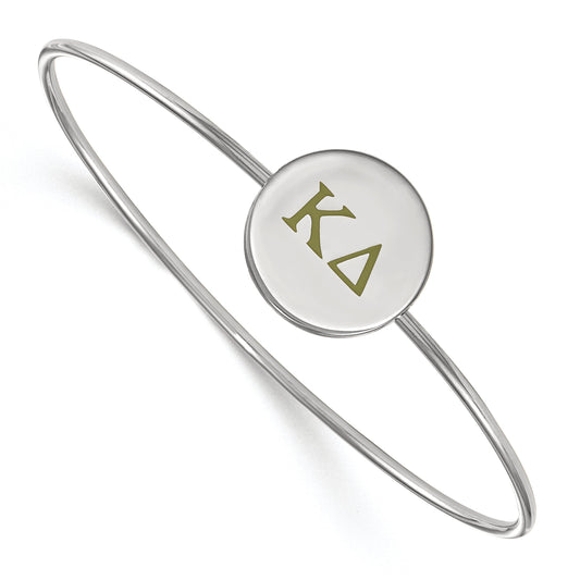 Sterling Silver Rh Plated Logoart Kappa Delta Enameled Slip On Bangle