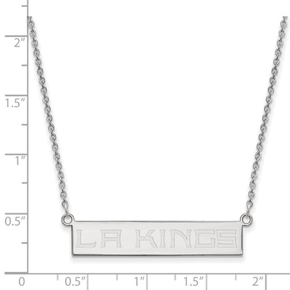Sterling Silver Rhodium Plated Nhl Logoart Los Angeles Kings Small Bar 18 Inch Necklace