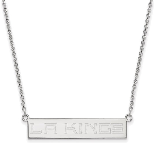 Sterling Silver Rhodium Plated Nhl Logoart Los Angeles Kings Small Bar 18 Inch Necklace