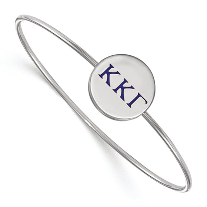Sterling Silver S. Rh Plated Logoart Kappa Gamma Enameled Slip On Bangle