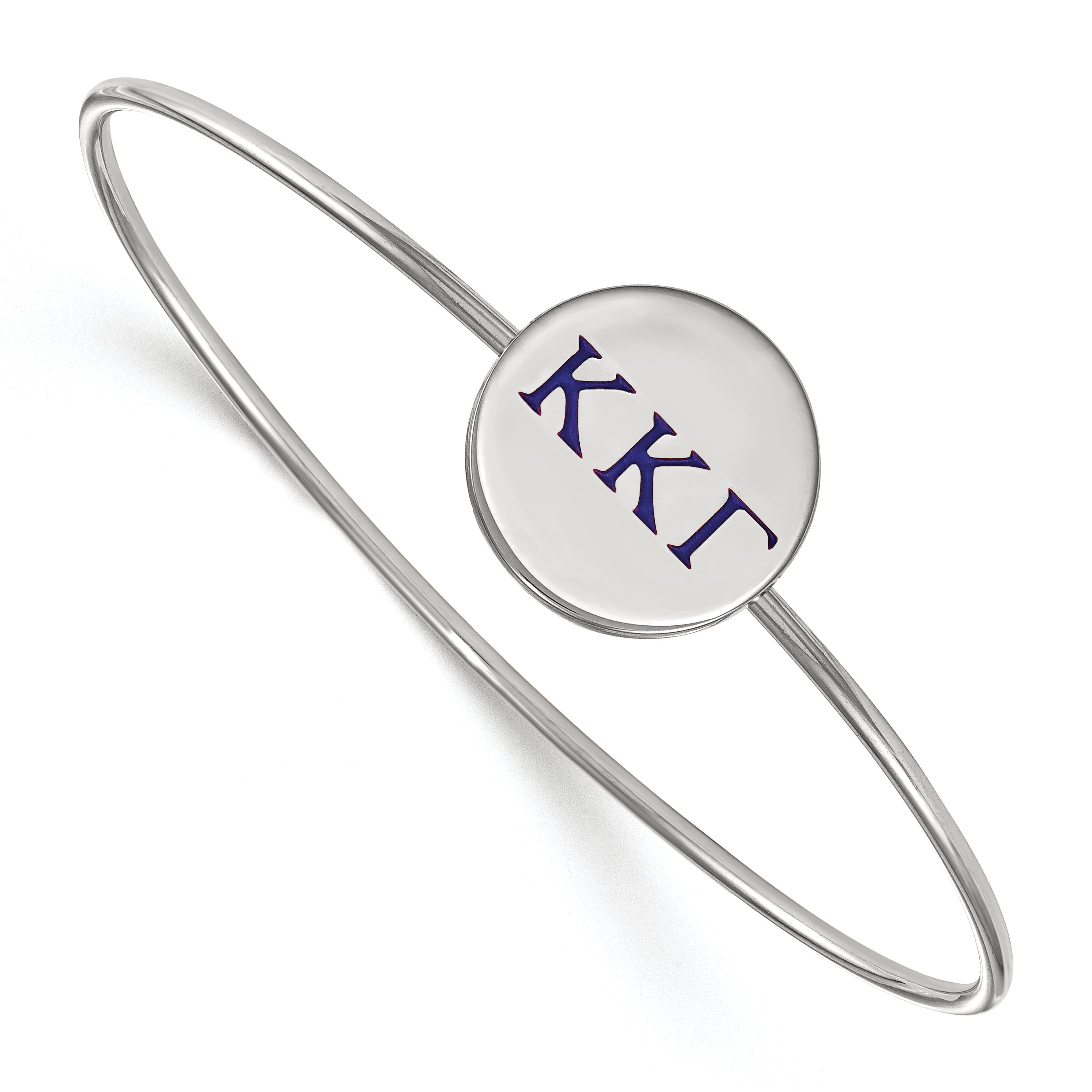 Sterling Silver S. Rh Plated Logoart Kappa Gamma Enameled Slip On Bangle