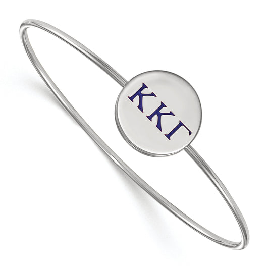 Sterling Silver S. Rh Plated Logoart Kappa Gamma Enameled Slip On Bangle
