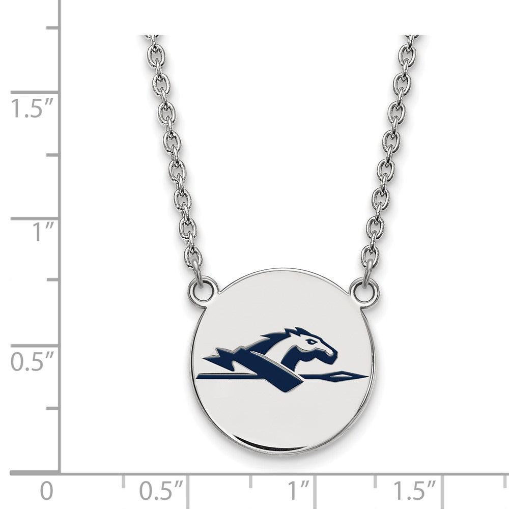 Sterling Silver Rhodium Plated Logoart Longwood University Horse Large Enameled Disc 18 Inch Necklace
