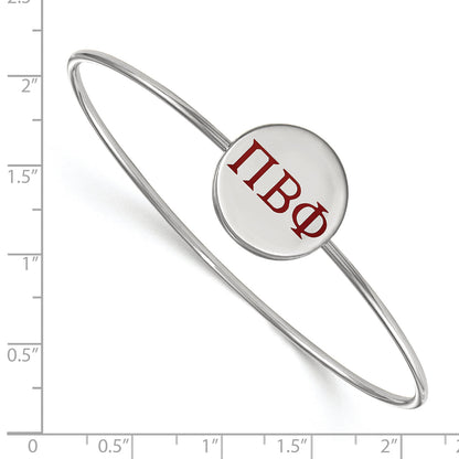 Sterling Silver Rh Plated Logoart Pi Beta Phi Enameled Slip On Bangle