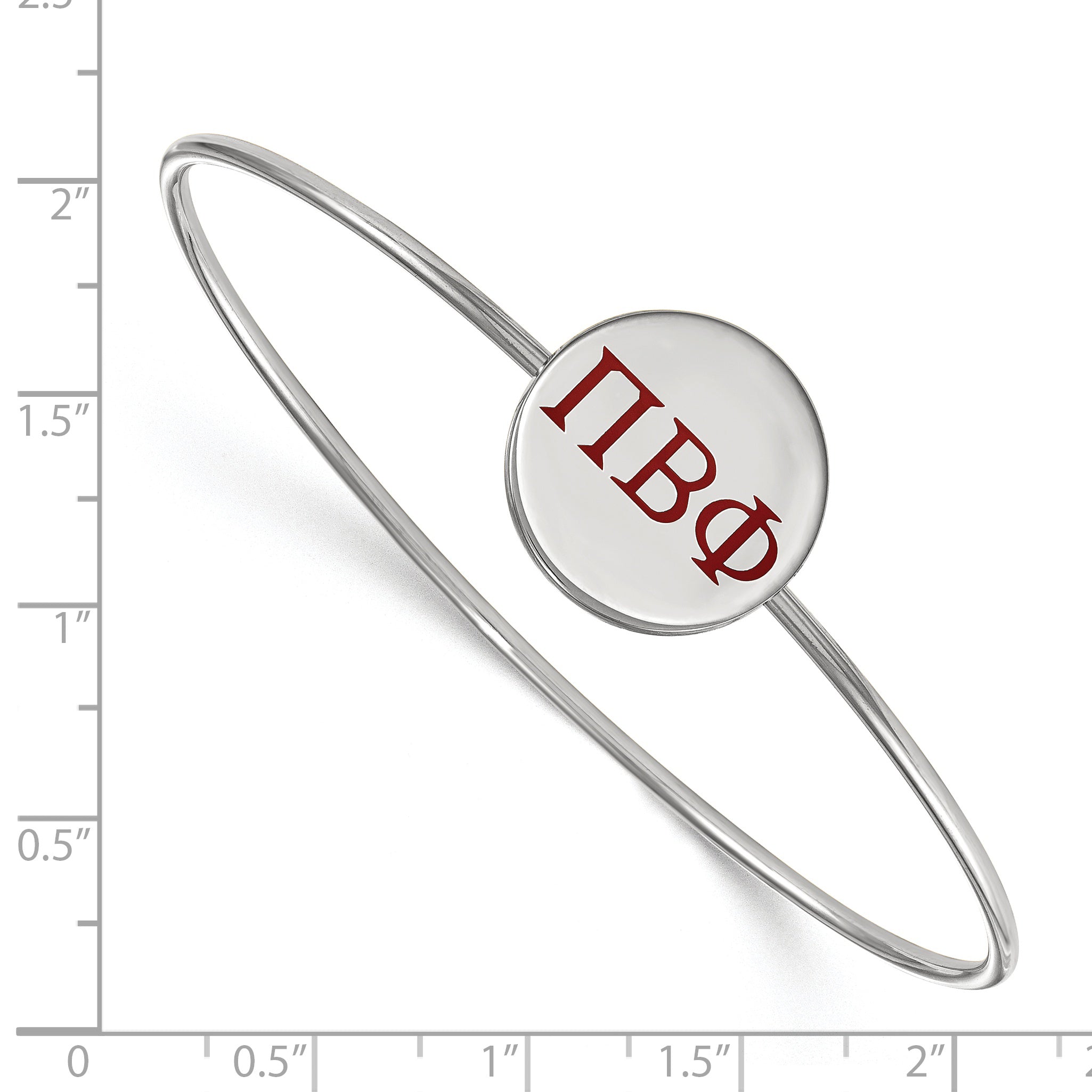 Sterling Silver Rh Plated Logoart Pi Beta Phi Enameled Slip On Bangle