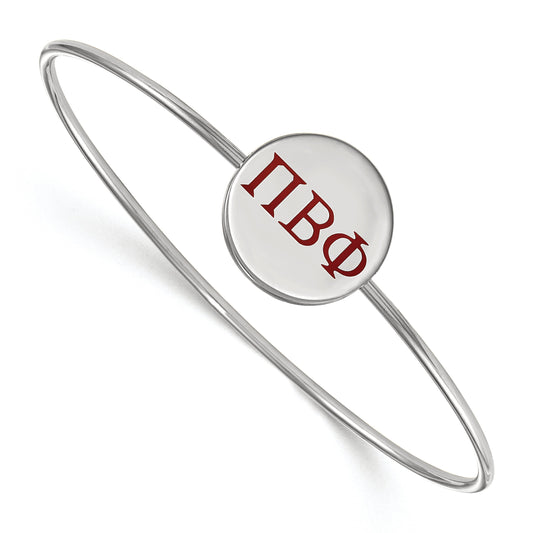 Sterling Silver Rh Plated Logoart Pi Beta Phi Enameled Slip On Bangle