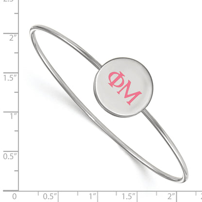Sterling Silver Rh Plated Logoart Phi Mu Enameled Slip On Bangle