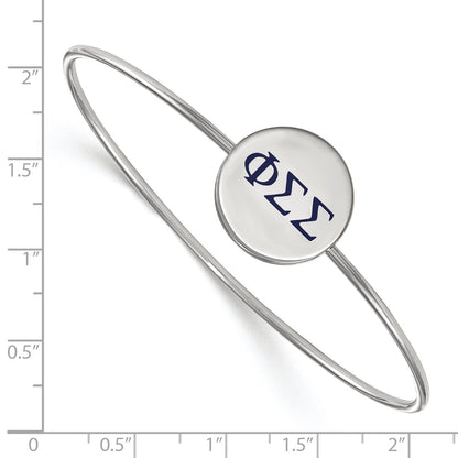 Sterling Silver Rh Plated Logoart Phi Sigma Enameled Slip On Bangle