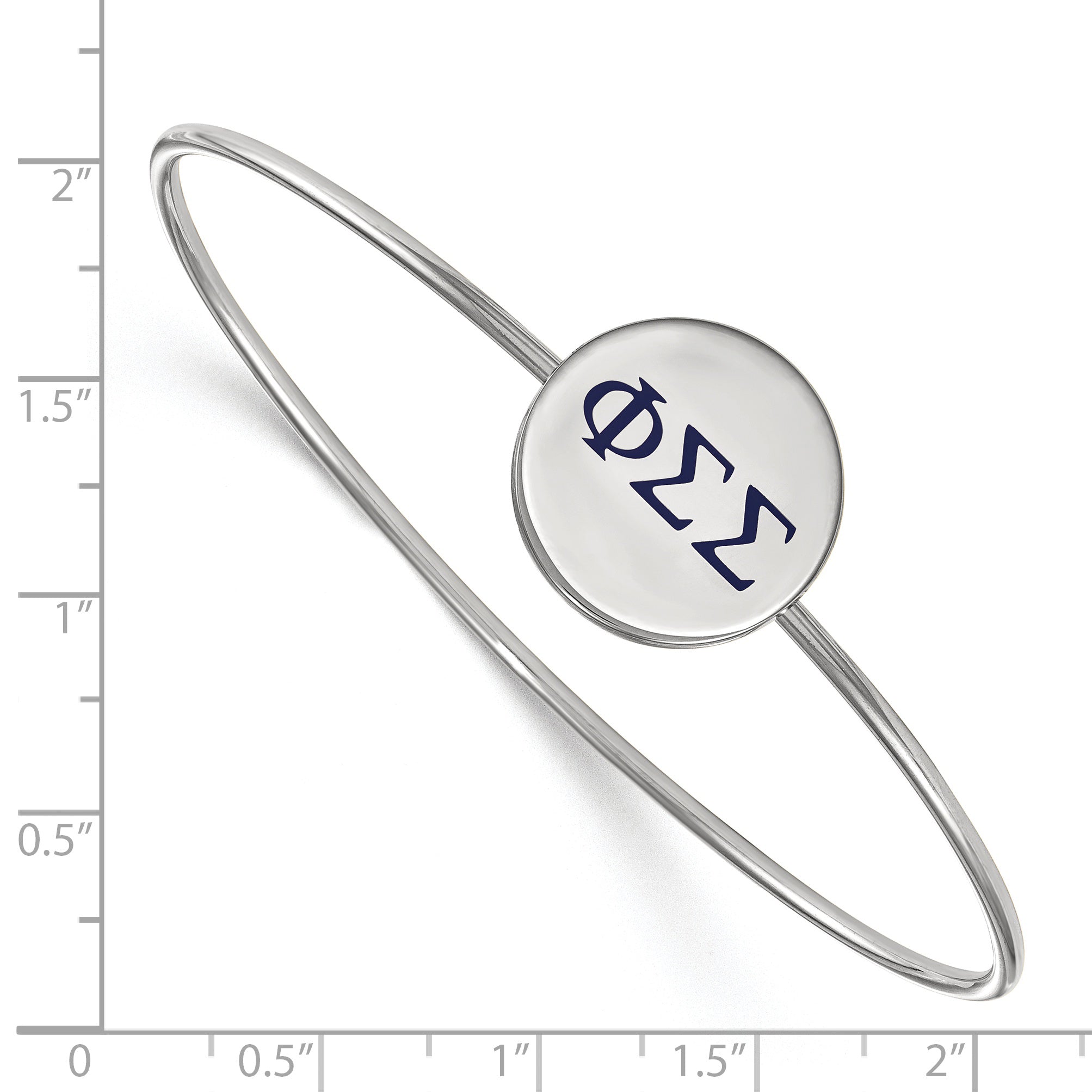 Sterling Silver Rh Plated Logoart Phi Sigma Enameled Slip On Bangle