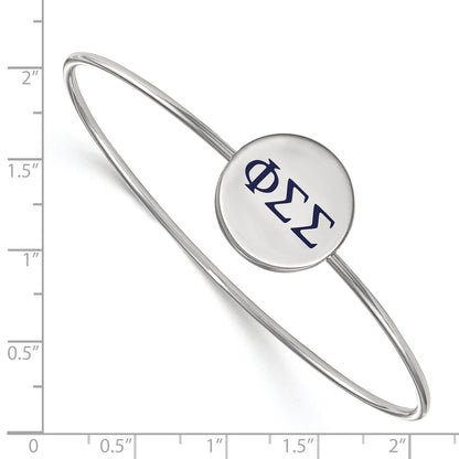 Sterling Silver Rh Plated Logoart Phi Sigma Enameled Slip On Bangle