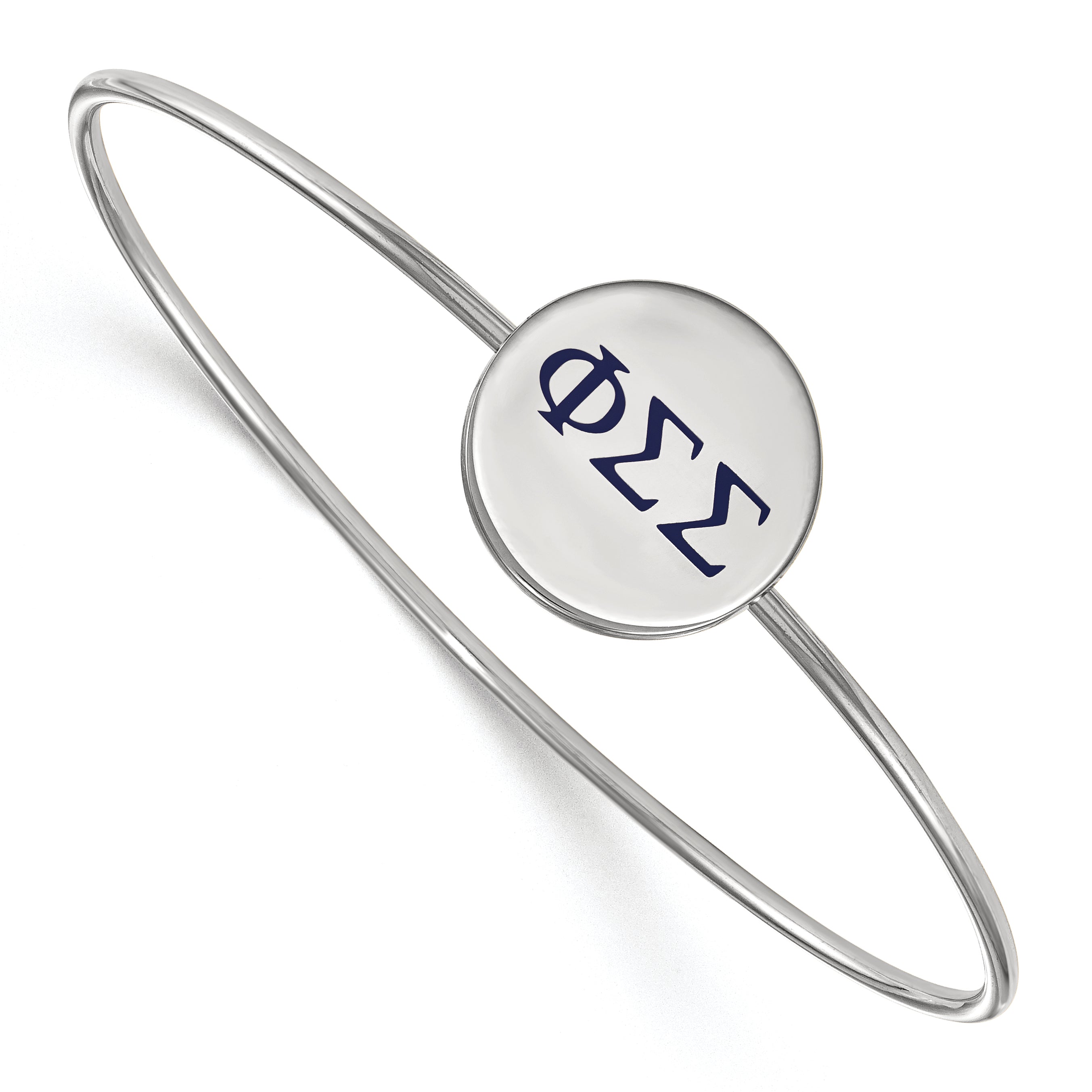 Sterling Silver Rh Plated Logoart Phi Sigma Enameled Slip On Bangle