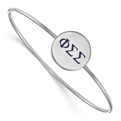 Sterling Silver Rh Plated Logoart Phi Sigma Enameled Slip On Bangle