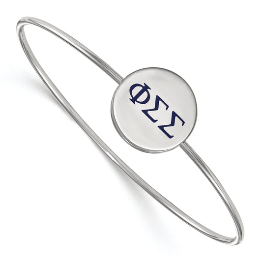 Sterling Silver Rh Plated Logoart Phi Sigma Enameled Slip On Bangle