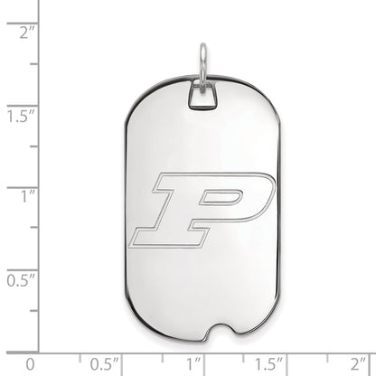 10K White Gold Logoart Purdue University Letter P Large Dog Tag Pendant