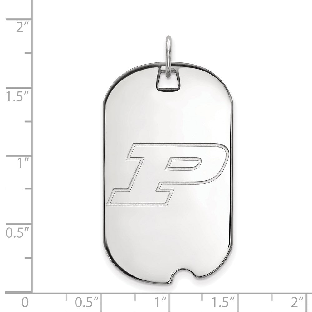 14K White Gold Logoart Purdue University Letter P Large Dog Tag Pendant