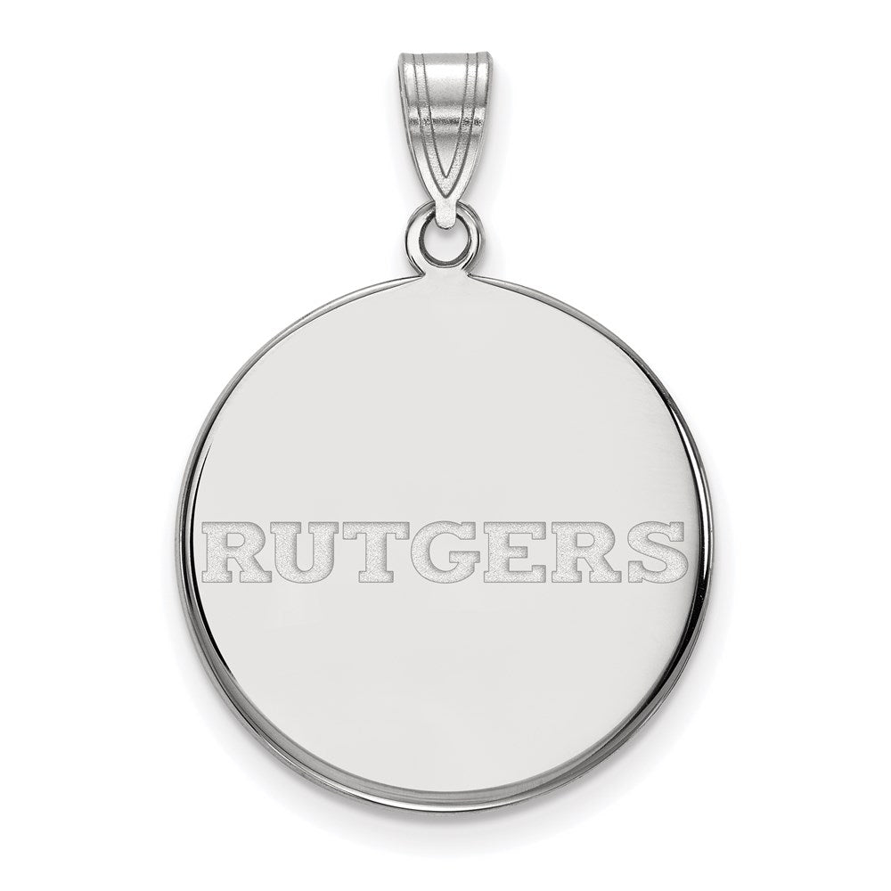 Sterling Silver Rhodium Plated Logoart Rutgers University Large Disc Pendant