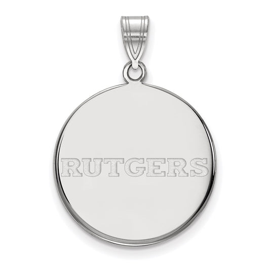 Sterling Silver Rhodium Plated Logoart Rutgers University Large Disc Pendant