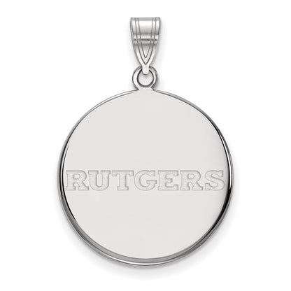 14K White Gold Logoart Rutgers University Large Disc Pendant