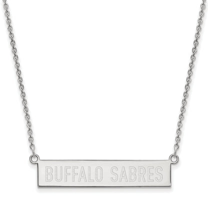 Sterling Silver Rhodium Plated Nhl Logoart Buffalo Sabres Small Bar 18 Inch Necklace