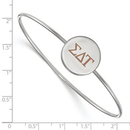 Sterling Silver Rh Plated Logoart Sigma Delta Tau Enameled Slip On Bangle