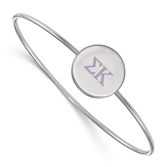 Sterling Silver Rh Plated Logoart Sigma Kappa Enameled Slip On Bangle