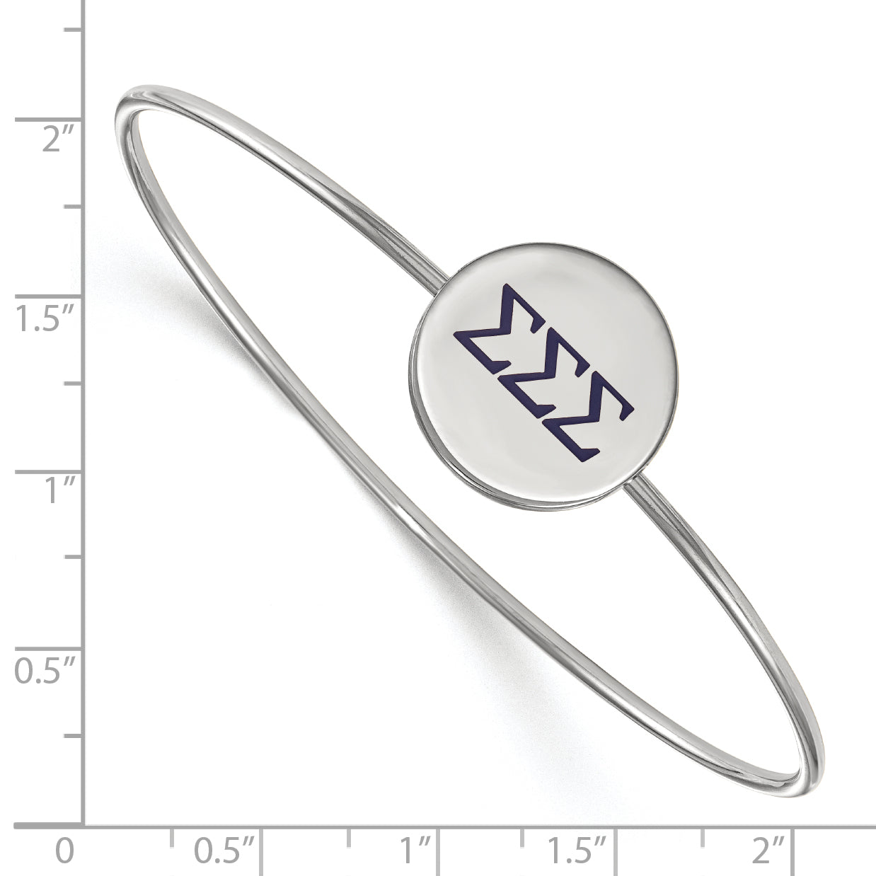 Sterling Silver S. Rh Plated Logoart Sigma Enameled Slip On Bangle