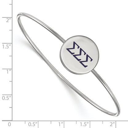 Sterling Silver S. Rh Plated Logoart Sigma Enameled Slip On Bangle