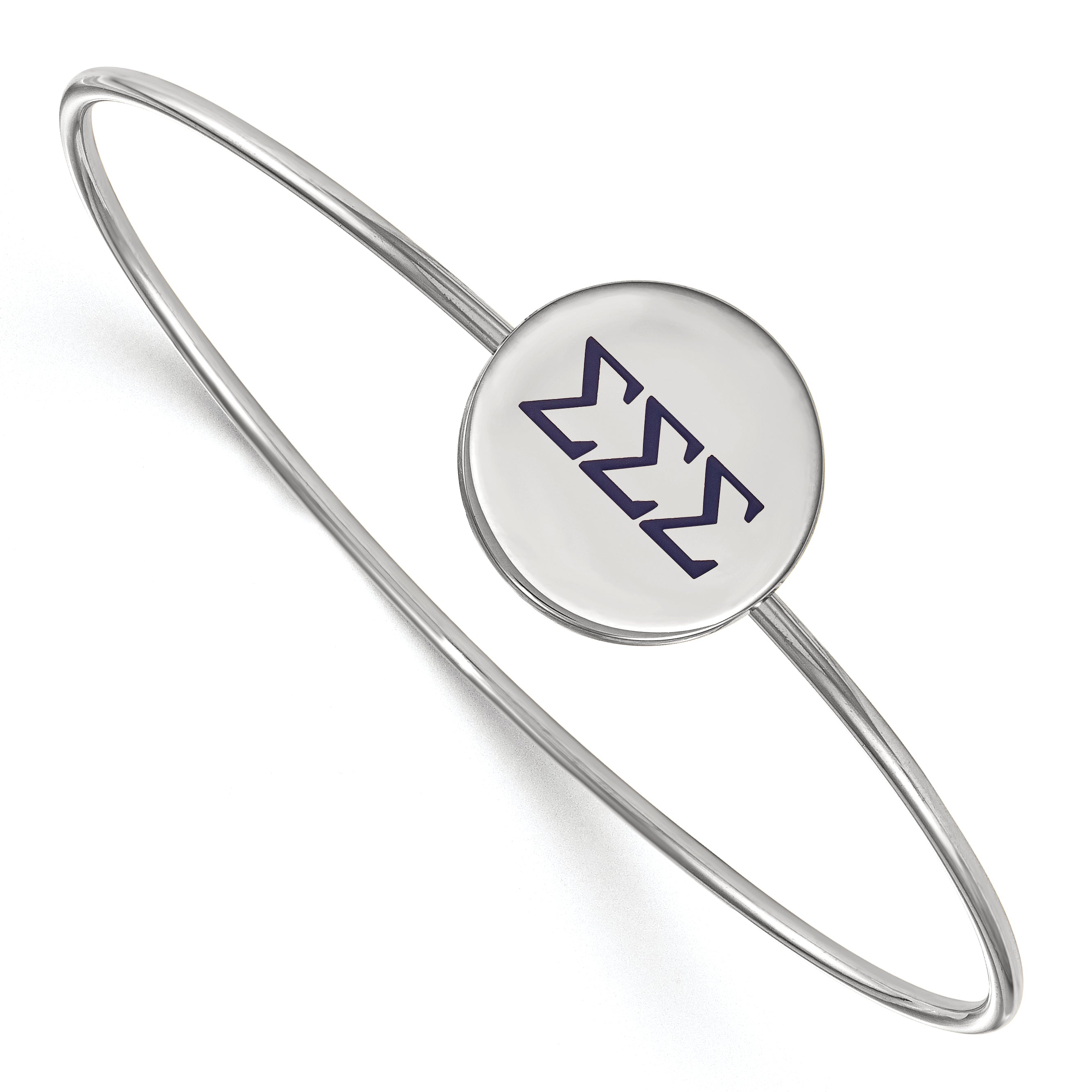 Sterling Silver S. Rh Plated Logoart Sigma Enameled Slip On Bangle
