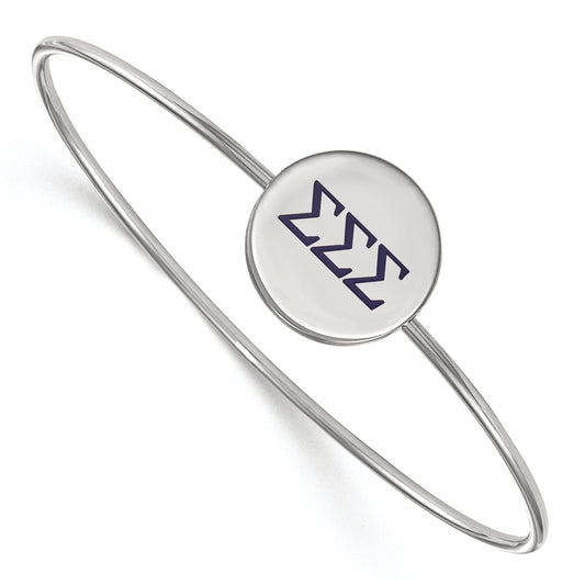 Sterling Silver S. Rh Plated Logoart Sigma Enameled Slip On Bangle