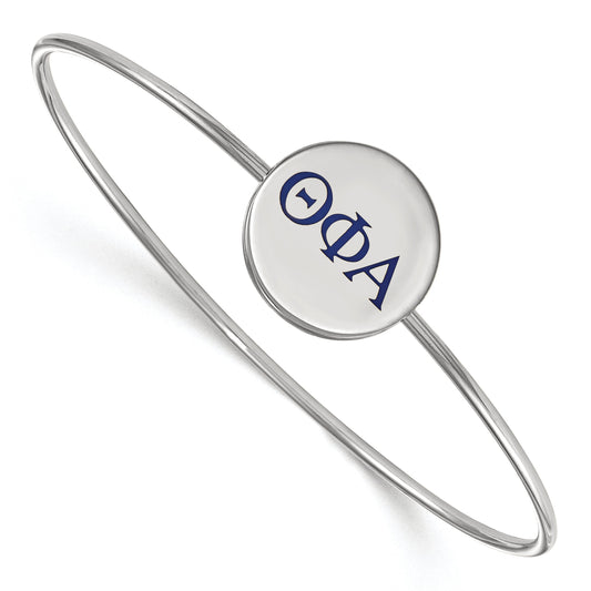 Sterling Silver Rh Plated Logoart Theta Phi Alpha Enameled Slip On Bangle