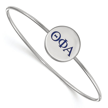 Sterling Silver Rh Plated Logoart Theta Phi Alpha Enameled Slip On Bangle