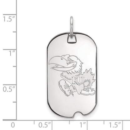 10K White Gold Logoart University Of Kansas Jayhawk Small Dog Tag Pendant