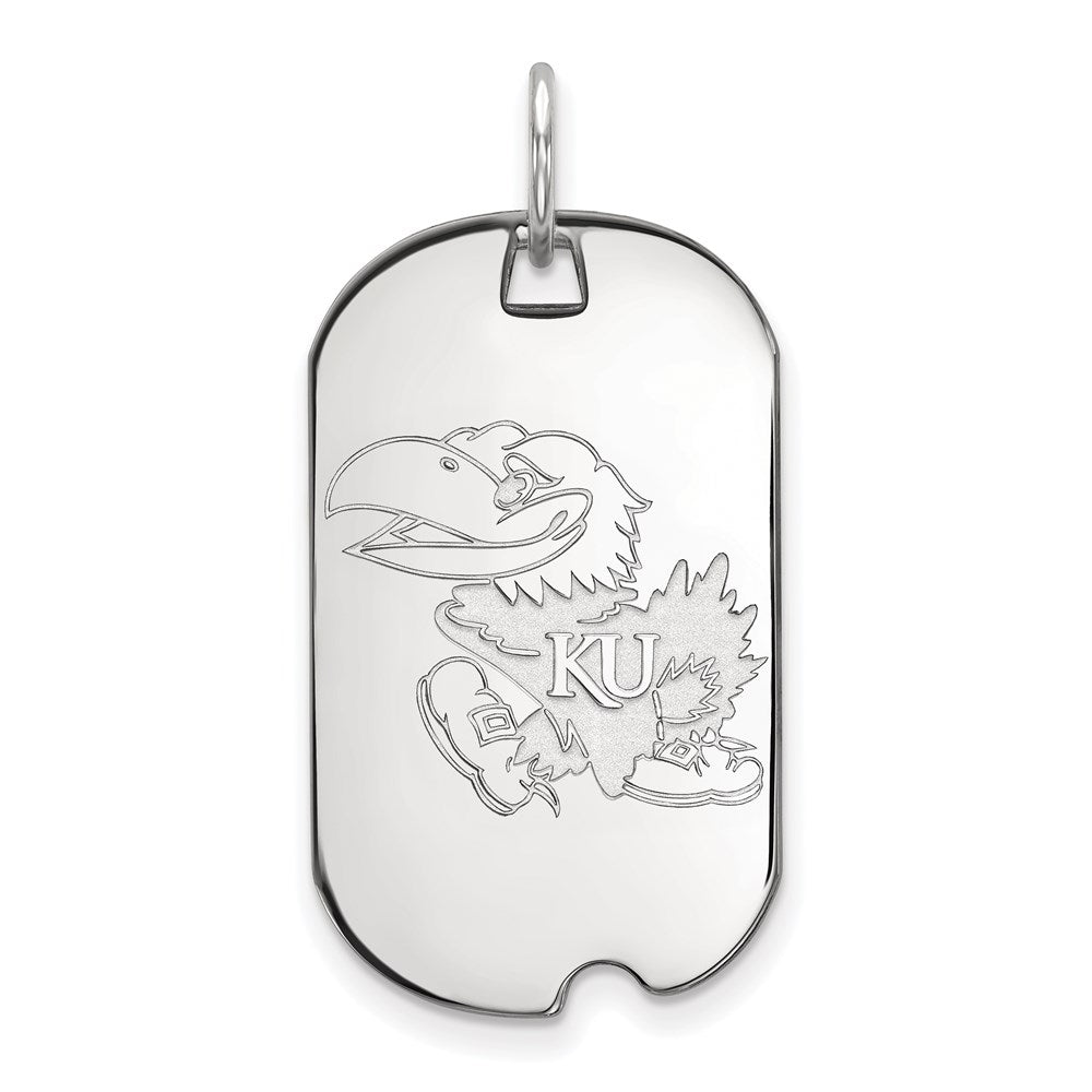 10K White Gold Logoart University Of Kansas Jayhawk Small Dog Tag Pendant