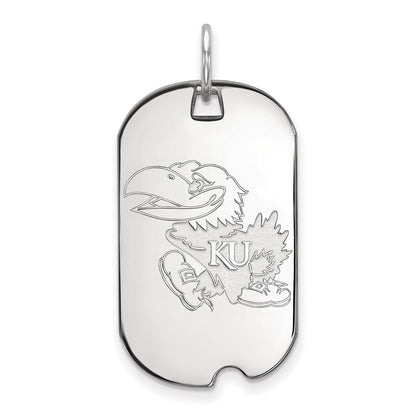 10K White Gold Logoart University Of Kansas Jayhawk Small Dog Tag Pendant