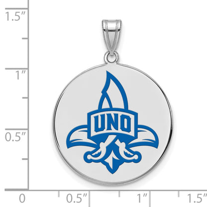 Sterling Silver Rhodium Plated Logoart University Of New Orleans Privateers Extra Large Enameled Disc Pendant
