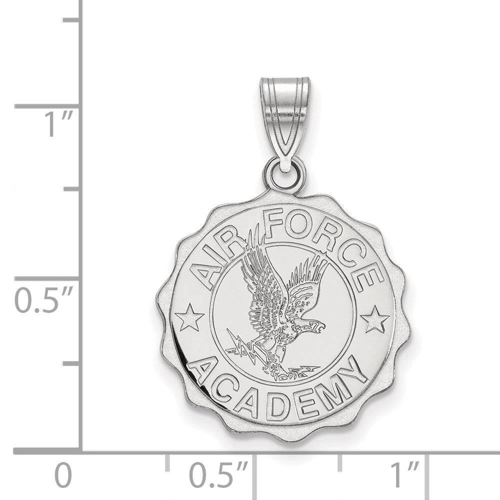 Sterling Silver Rhodium Plated Logoart United States Air Force Academy Large Crest Pendant
