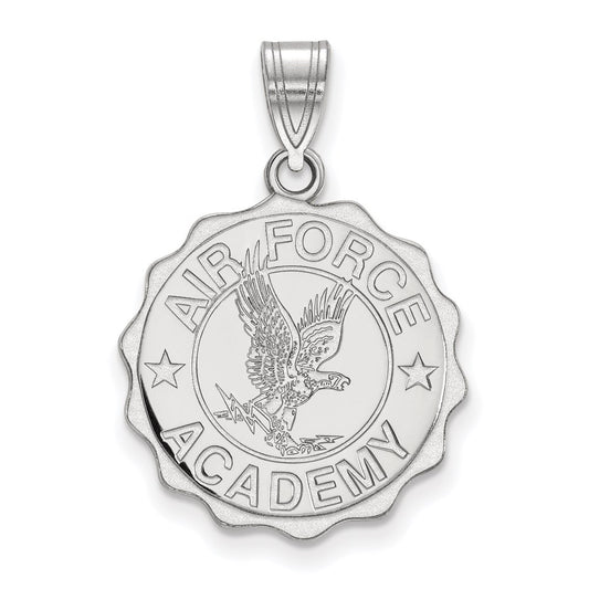 Sterling Silver Rhodium Plated Logoart United States Air Force Academy Large Crest Pendant