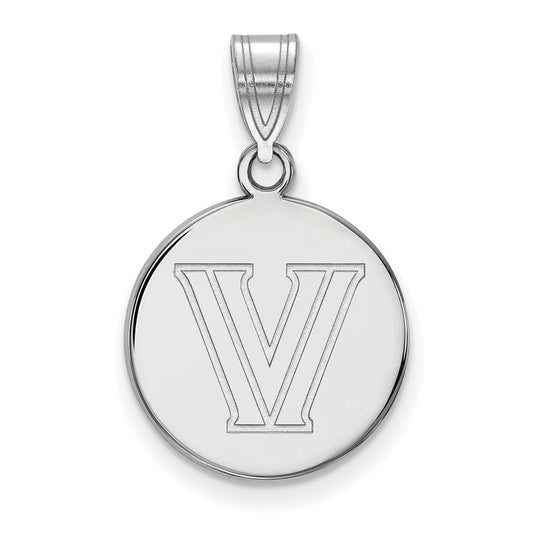 10K White Gold Logoart Villanova University Letter V Medium Disc Pendant