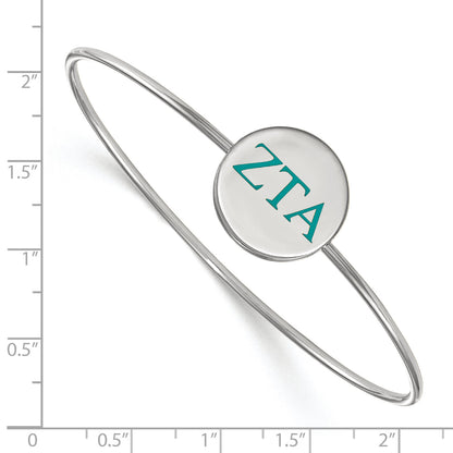Sterling Silver Rh Plated Logoart Zeta Tau Alpha Enameled Slip On Bangle