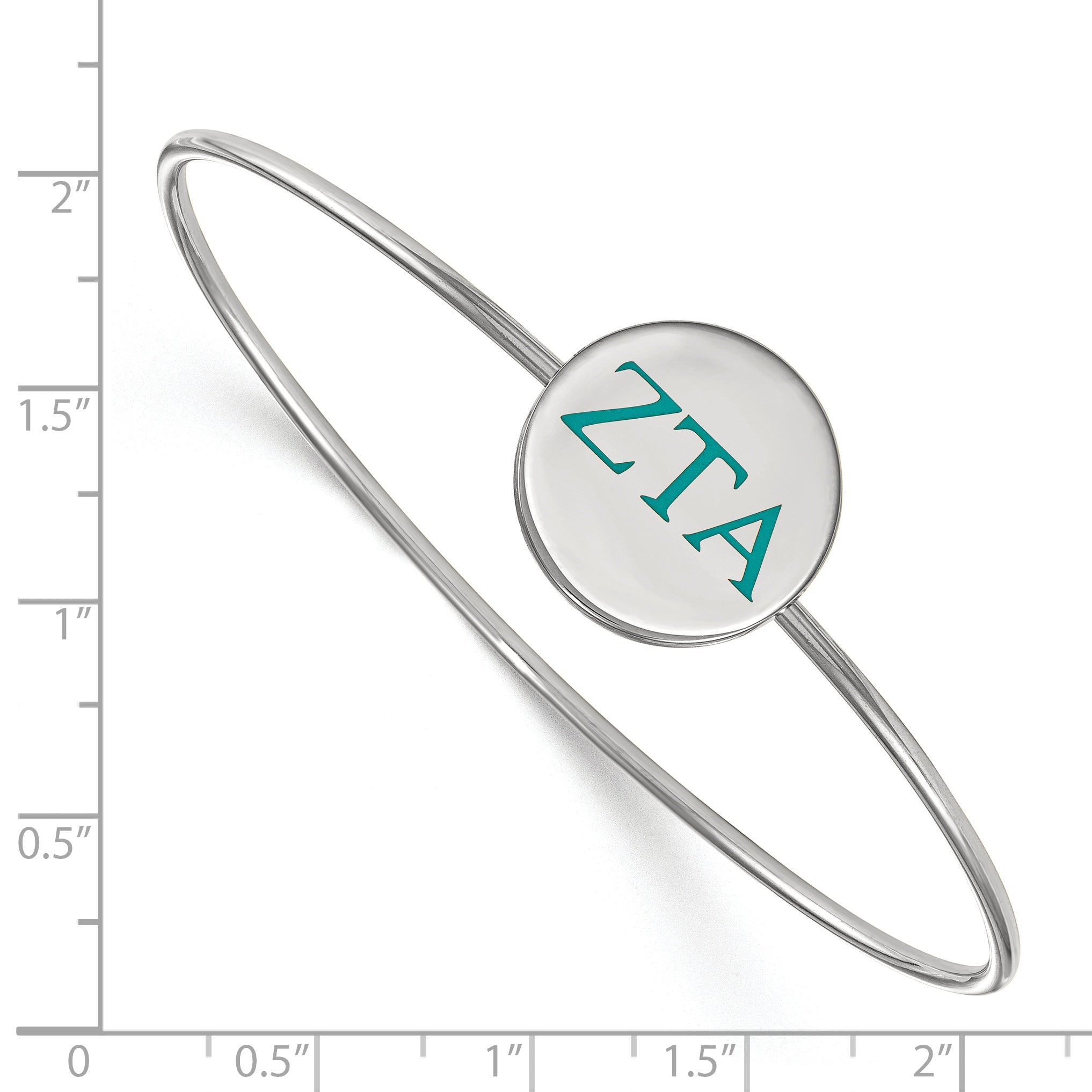Sterling Silver Rh Plated Logoart Zeta Tau Alpha Enameled Slip On Bangle