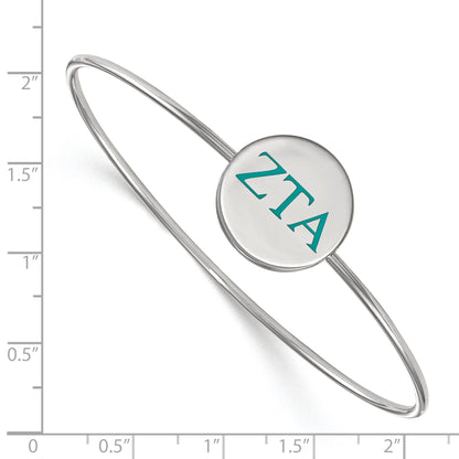 Sterling Silver Rh Plated Logoart Zeta Tau Alpha Enameled Slip On Bangle
