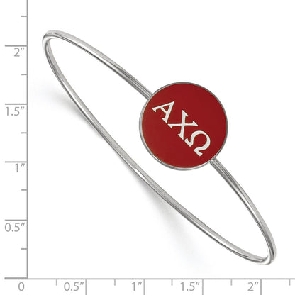 Sterling Silver Rh Plated Logoart Alpha Chi Omega Enameled Slip On Bangle