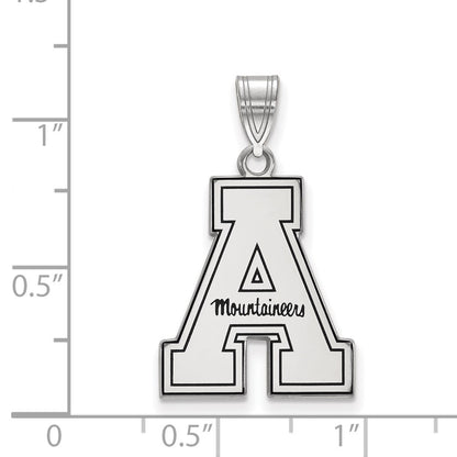 Sterling Silver Rhodium Plated Logoart Appalachian State University Enameled Large Pendant