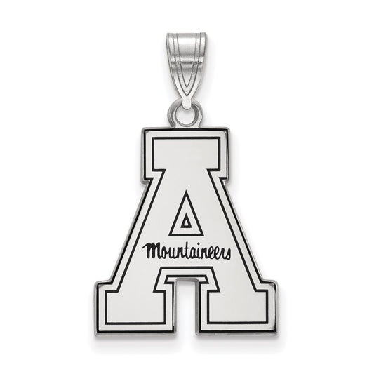 Sterling Silver Rhodium Plated Logoart Appalachian State University Enameled Large Pendant