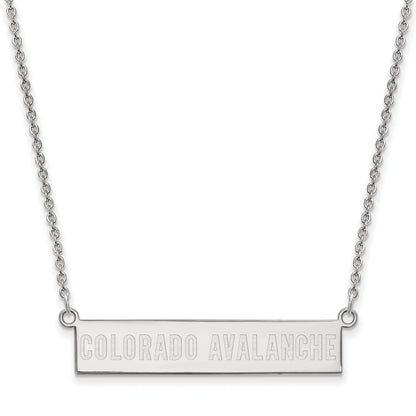 Sterling Silver Rhodium Plated Nhl Logoart Colorado Avalanche Small Bar 18 Inch Necklace